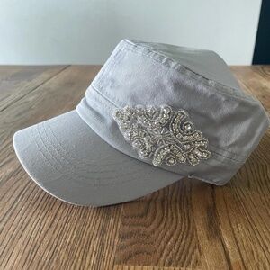 Womens Hats, Womans Bling Rhinestone Cadet Cap, Military Style Hat, Denim Hat